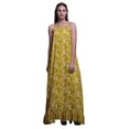 thumbnail image 1 of Bimba Robe de Nuit à Bretelles Spaghetti Fleur Aquarelle Jaune2 pour Femmes, Petite Taille, 1 of 5