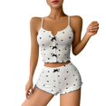 thumbnail image 3 of UDAUDU Women Pajamas Set 2 Piece Cute Heart Print Cami Top and Shorts Lounge Sets Nightwear Outfits L, 3 of 8