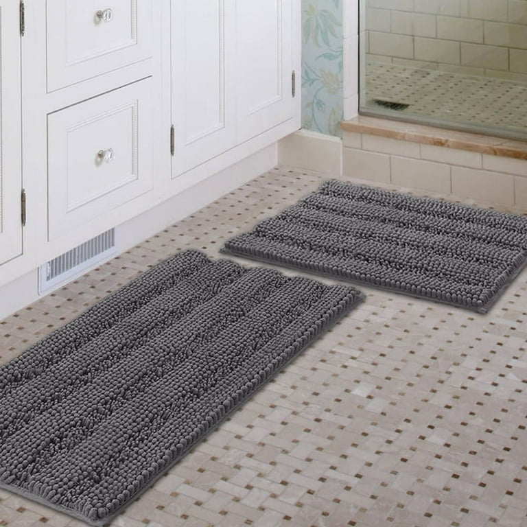 Walensee Bathroom Rug Non Slip Bath Mat (32x20 Inch Taupe) Water Absorbent  Super Soft Shaggy Chenille Machine Washable Dry Extra Thick Perfect