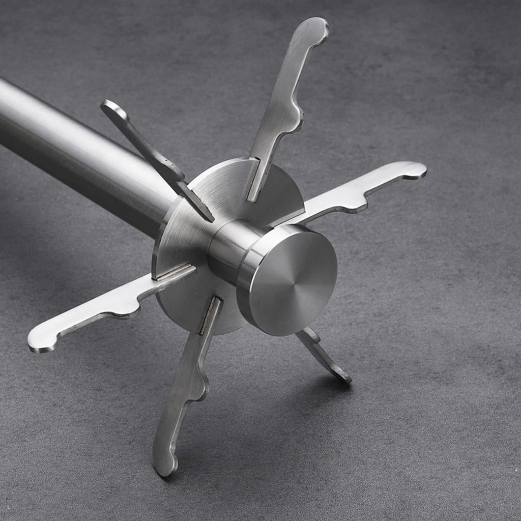 SDFGTstore Stainless Steel Kitchen Utensil Holder Organizer 360 Degree Rotating Carousel with 6 Hooks for Hanging Spoons