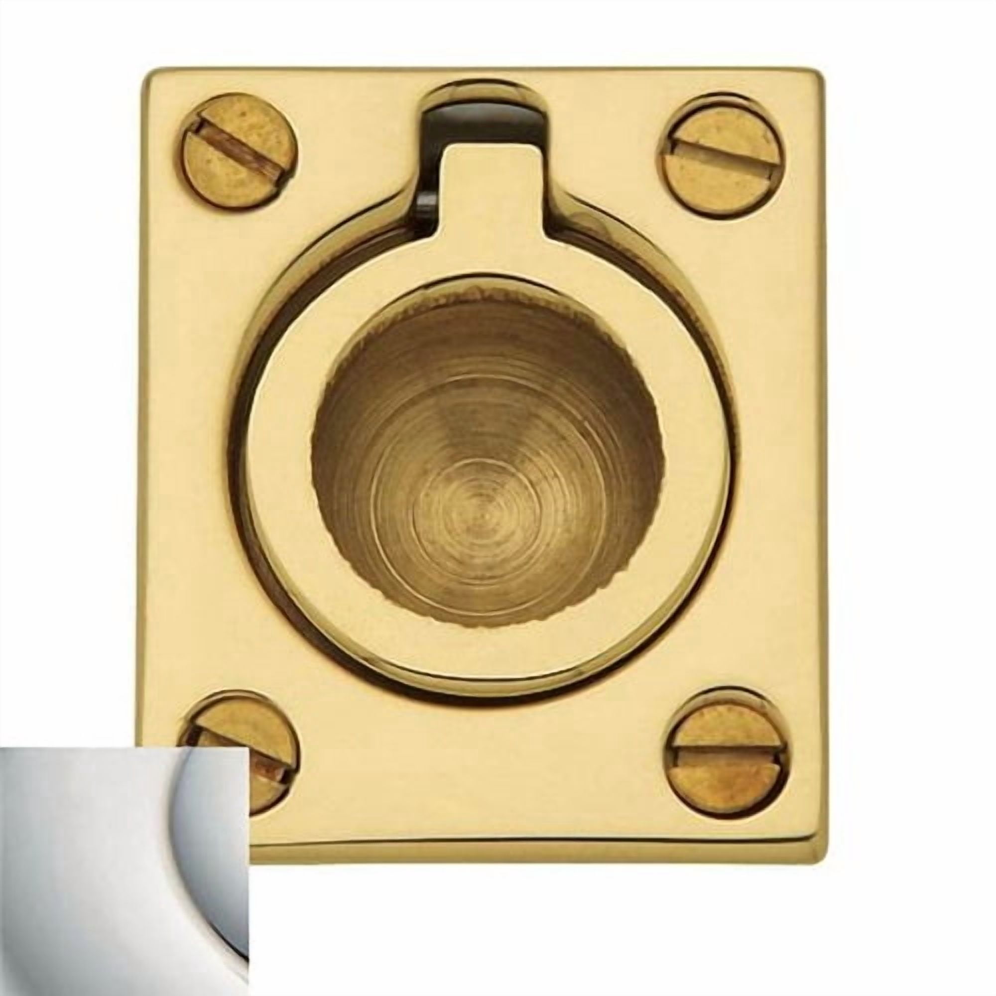 Baldwin 0392050 Flush Ring Pull, Satin Brass & Black