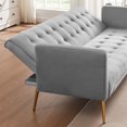thumbnail image 5 of SYNGAR Couches for Living Room, Velvet Upholstered Convertible Sofa Bed with Armrests, Metal Legs, Adjustable Backrest, Mid Century Futon Sofa and Couch for Home Apartment Living Room, Gray, 5 of 10