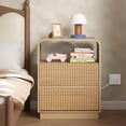 thumbnail image 6 of FANRAL Modern 2 Drawer Nightstand with Charging Station,Wooden Bedside Table with Curved Silhouette & Metal Handles,Natural Oak Night Stand, 6 of 6