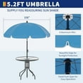 thumbnail image 5 of 6 Pieces Patio Dining Set  All Weather Small Metal Outdoor Table and Chair Set, Garden Patio Furniture Set w/Umbrella, Glass Table & 4 Folding Chairs for Lawn, Backyard, Silver, 5 of 8