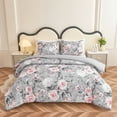 thumbnail image 6 of Koniroom Floral Comforter Set, Queen, Pink and Gray Roses, 3-Pieces, 6 of 6