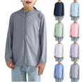 thumbnail image 1 of Sentmoon Chemises de Soleil pour Filles Protection UPF Manches Longues Coton Hauts de Gym Couleur Unie à Capuche Fermeture Éclair Chemises de Randonnée Garçons et Filles Légères Été 2025 pour BBQ Gris 3 Ans, 1 of 4