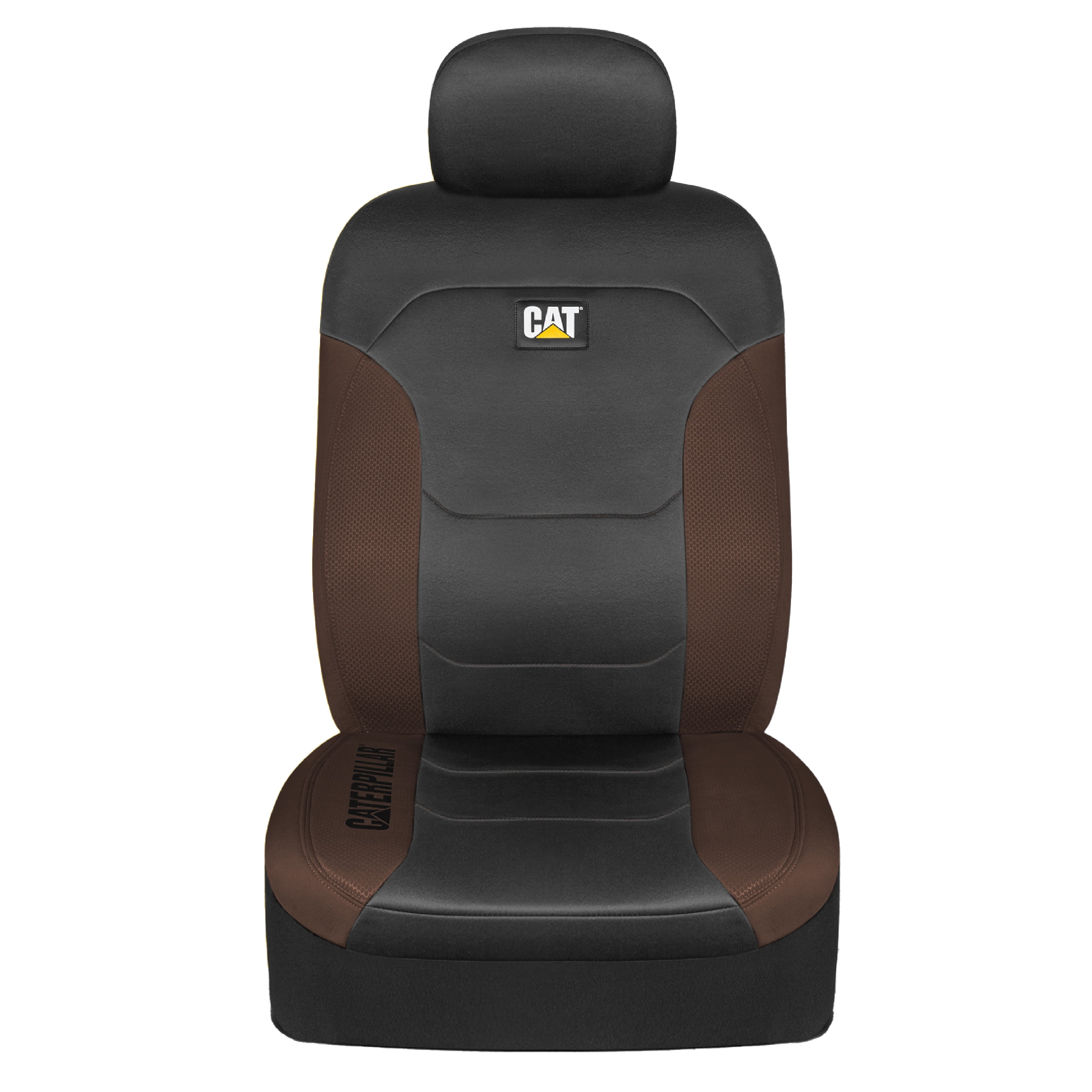 CAT FlexFit Brown Black Seat Covers for Cars, Trucks, & SUV - (2) Front Car Seat Cover Front Seat Protectors - Airbag Compatible Seat Covers for SUV Interior Covers & Truck Seat Cover Car Accessories