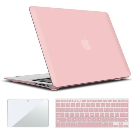 IBENZER Old Version (2010-2017 Release) MacBook Air 13 Inch Case (Models: A1466 / A1369), Plastic Hard Shell Case with Keyboard Cover & Screen Protector for Apple Mac Air 13, Rose Quartz, A13-RQ+2