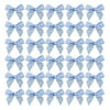 7Rainbows 50pcs Boutique Mini Blue Gingham Ribbon Bows Appliques DIY Craft for Sewing Scrapbooking Wedding and Gift