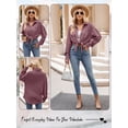 thumbnail image 7 of Hibeli Women Waffle Button Down Lapel Collar Long Sleeve Pocket Curved Hem Shirts, 7 of 7