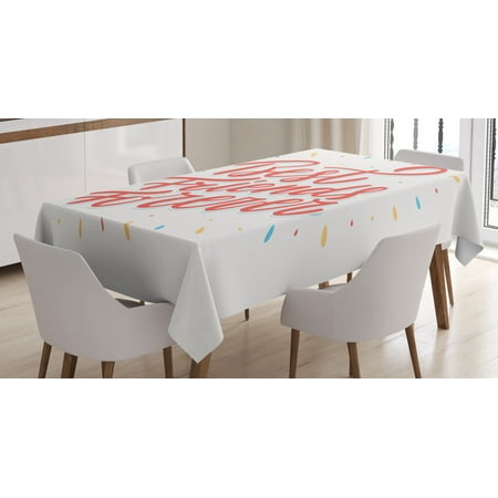 Best Friend Tablecloth, Best Friends Forever Cursive Lettering Cute Illustration, Rectangular Table Cover for Dining Room Kitchen, 60