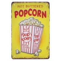 Hot Buttered Popcorn Metal Sign Retro Movie Theater Concessions Stand Wall Art Man Cave Home Bar Decor