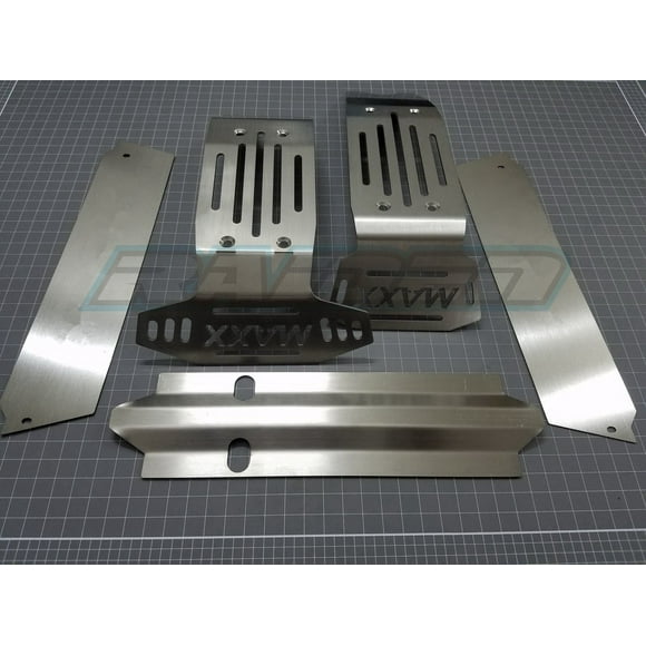 Raidenracing Stainless Steel Chassis Armor Front & Rear Skid Plate 5pcs Hollow Version for Traxxas X-Maxx XMAXX 6S 8S