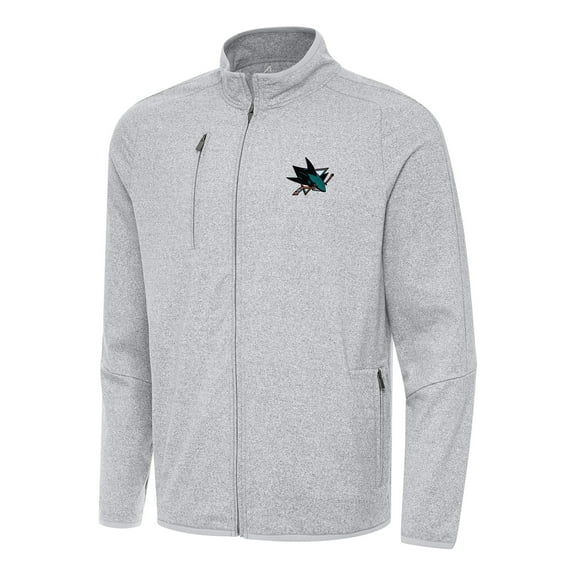 Men's Antigua Heather Gray San Jose Sharks Hold-Up Full-Zip Tri-Blend Jacket