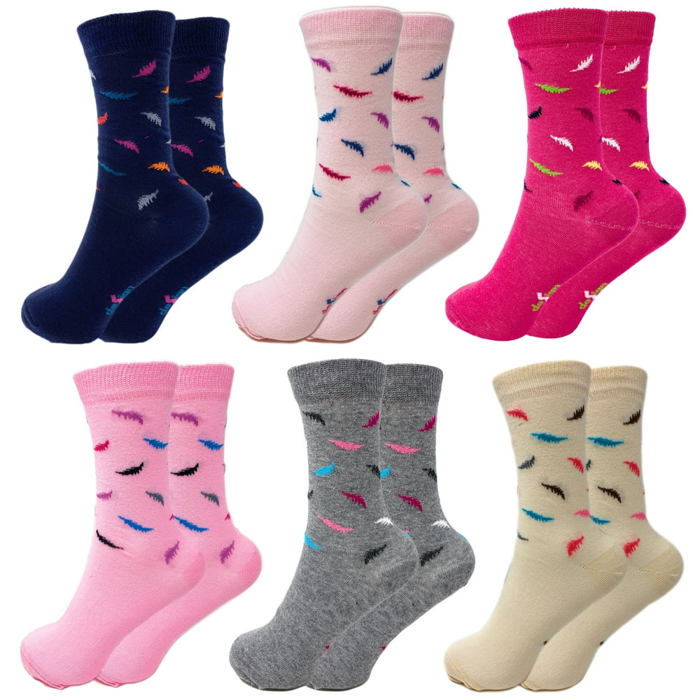 AWS/American Made Combed Cotton Crew Socks for Women Colorful 6 Pairs