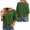 Army Green, variant on Women's 3/4 Flared Sleeve Tops Lightweight Soft Crew Neck Solid Color Blouses Loose Dressy Casual Scalloped Wave Hem Shirts XXL