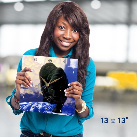 3dRose, Black Panther, 13x13 Wall Clock