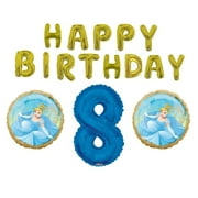 Cinderella 8th Happy Birthday Letters Party Balloons Decoration Supplies Seventh
