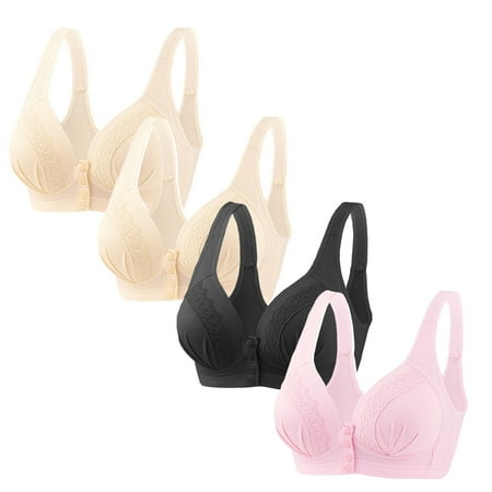 Ndbuld Plus Size Bras for Women Wireless 4PC Women s No Steel Ring Lactation Bra Back Adjustment Yoga Running Bra Fall Clearance 3XLBlack