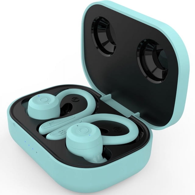 Audífonos Inalámbricos Bluetooth con Gancho para Oído, de Sonido, Larga Duración de Batería, Ideales para Deporte y Juegos AZUL