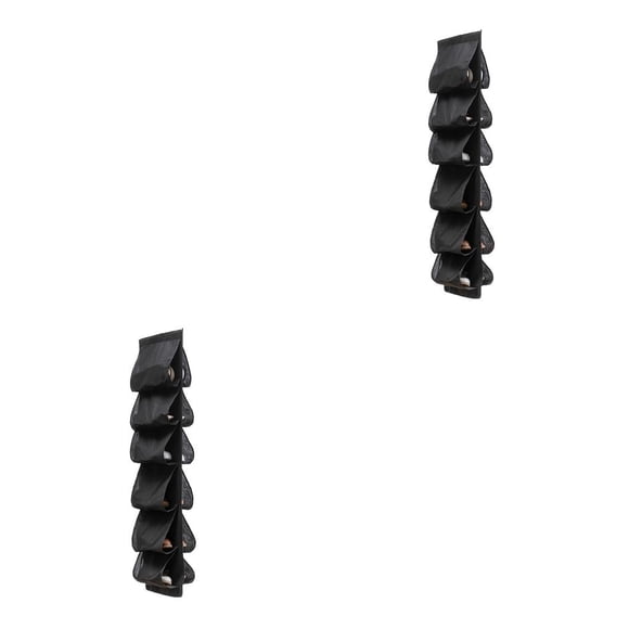 Estante de almacenamiento de zapatos Injueey sobre la puerta 12 bolsillos Negro 2Conjunto