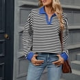 thumbnail image 6 of Women's Long Sleeve Striped Shirt Loose Casual Neck Sweatshirt Lightweight Autumn Top, 6 of 9