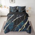 thumbnail image 2 of Homewish Marble Texture Road 7-Piece Twin Bedding Sets,Modern Fluid Art Bedding Comforter Set,Gold Black Blue Sheet Sets For Girl,Microfiber Room Decoration Reversible, 2 of 8