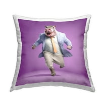 Stupell Industries Stylish Hippo on Purple Decorative Printed Throw Pillow, 18 x 18