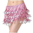 thumbnail image 2 of Ousvtion Saving Sequin Skirt for Women Sparkle Tassel Skirts with Drawstring Belly Dance Hip Scarf Layered Glitter Dress Mardi Gras Outfits Dancing Cowgirl Costume Deals,Pink,Free Size, 2 of 8