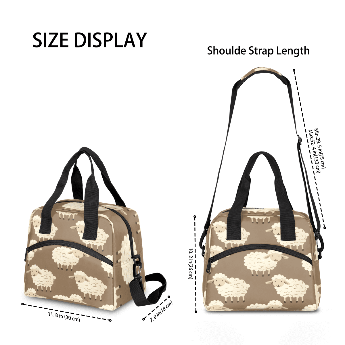 Herdesigns Sheep Insulated Lunch Bag for Women Men Adults Large Reusable Lunch Box Cute Cartoon Leakproof Cooler Tote Bags with Adjustable Shoulder Strap
