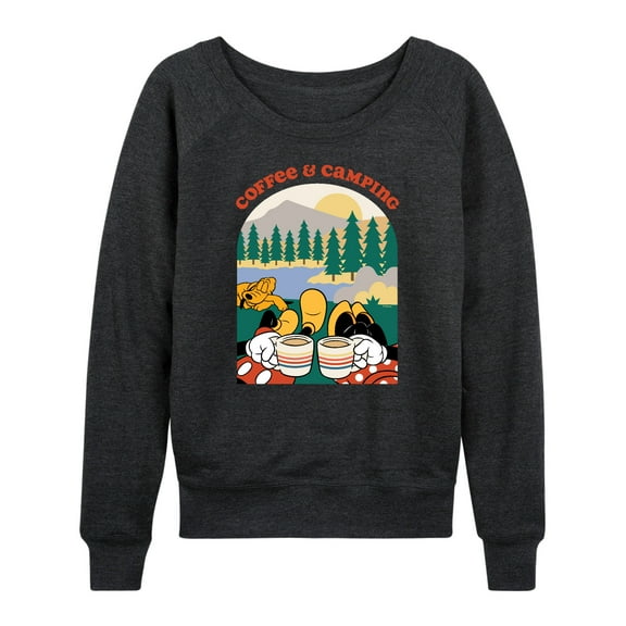 Mickey & Friends - Coffee And Camping - Women's Lightweight French Terry Long Sleeve Shirt