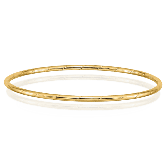 14K Solid Yellow Gold 2.5mm Slip On Bangle Bracelet