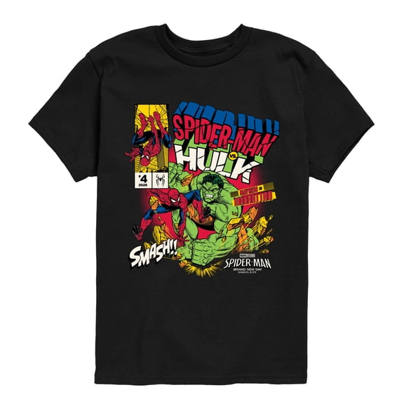 Spider-Man - Hulk Battle Boys' Short Sleeve Graphic T-Shirt