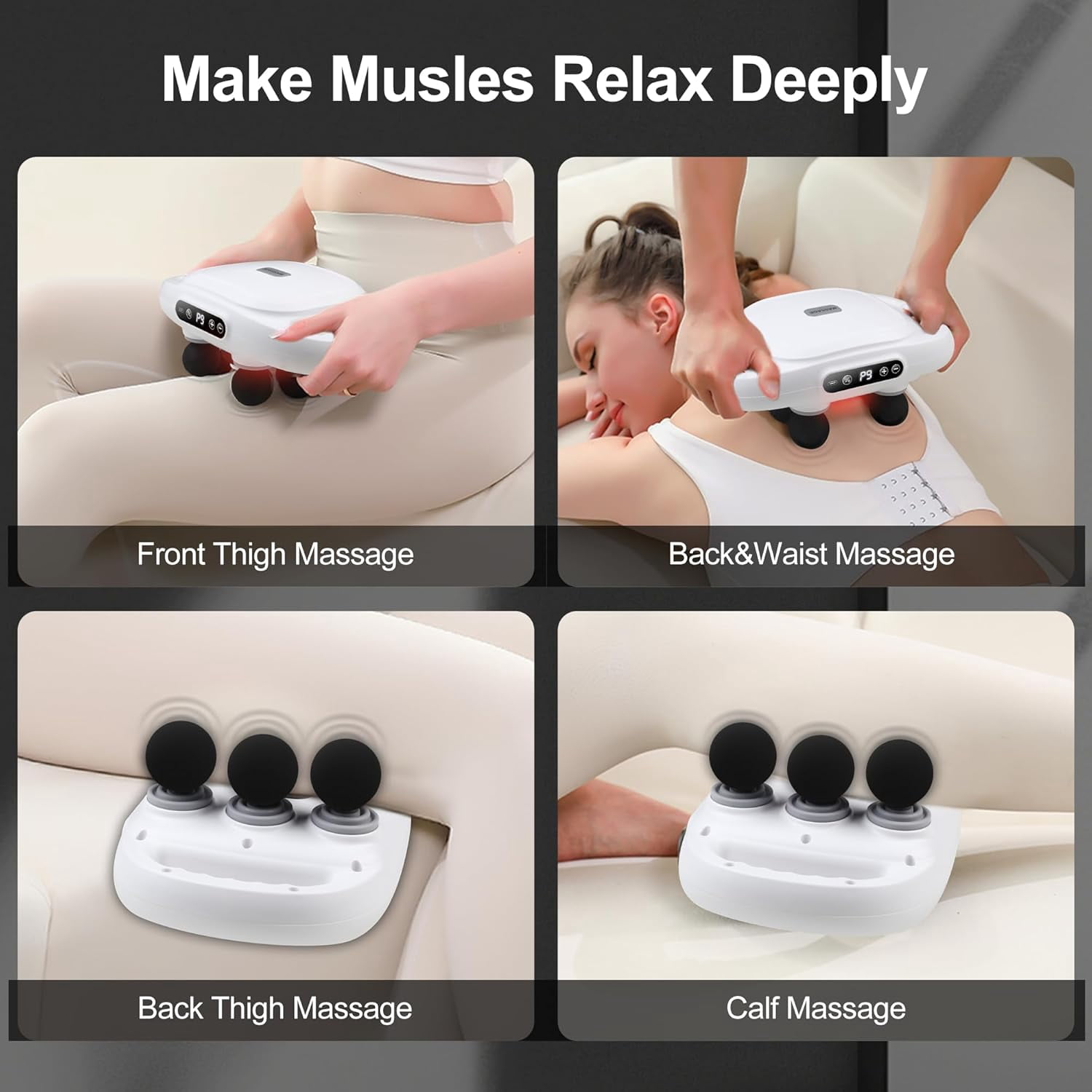 6 Head Massage Gun Deep Tissue with 9 Levels & 9 Modes, Professional Electric Massager Tool for Legs, Arms, Waist, Back - Full Body Muscle , Ideal Gifts for Women, Men, Mom, and Dad