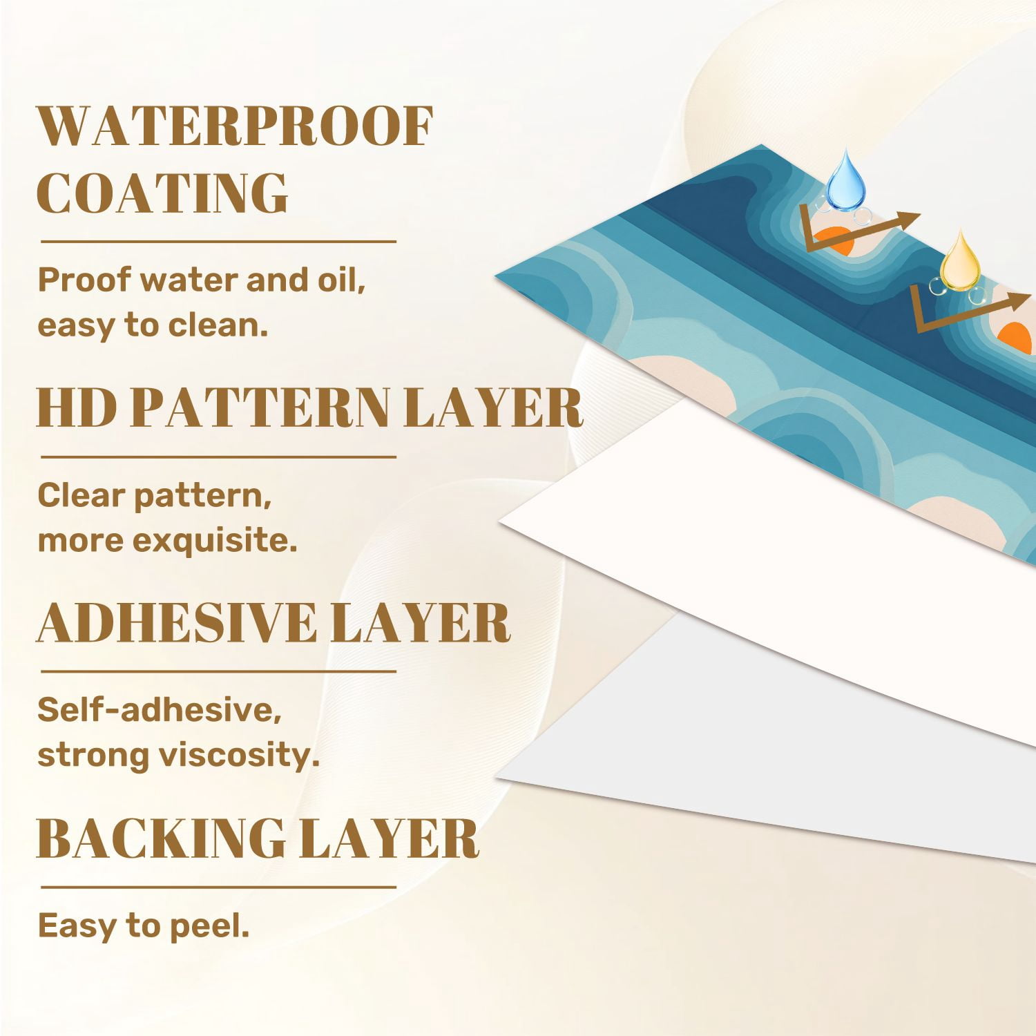 Peel and Stick Wallpaper 23.6in x 9.8ft Retro abstract sunset landscape style mid century modern Contact Paper Vinyl Waterproof Self Adhesive Wall Paper for Bedroom Shelf Cabinet Renter Friendly