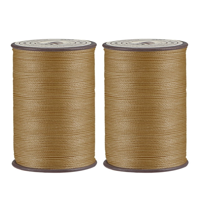 Unique Bargains 2 Pack Thin Waxed Thread 137 Yards 0.55mm Polyester String Cord for Machine Sewing Hand Quilting Weaving, Pastel Brown