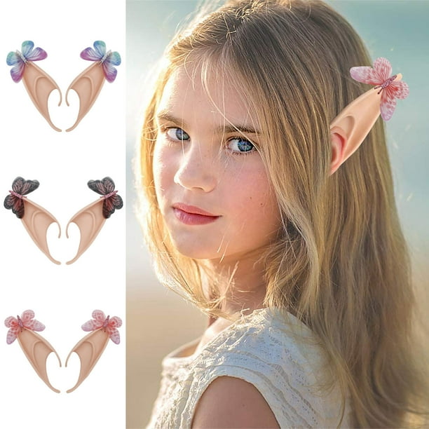 Pixie Ears Puntas de Oreja Suaves y Puntiagudas de Silicona | Accesorios de cosplay élficos realistas para maquillaje, fiesta de mascarada, Halloween | Beige | Paquete de 2 | 5.1x2x1.2 pulgadas