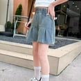 thumbnail image 4 of LWNYDPLSD Camo Shorts Childrens Clothes Girls Clothes for Teen Girls 10-12 Baggy Cargo Shorts Jeans Low Rise Jean Shorts for Teens Soccer Clothes, Light Blue 10-11 Years, 4 of 9