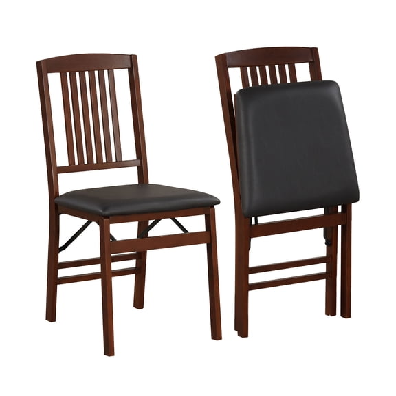 Gymax Folding Dining Chairs Set of 2 w/Padded Seat Rubber Wood Frame for Dining Room