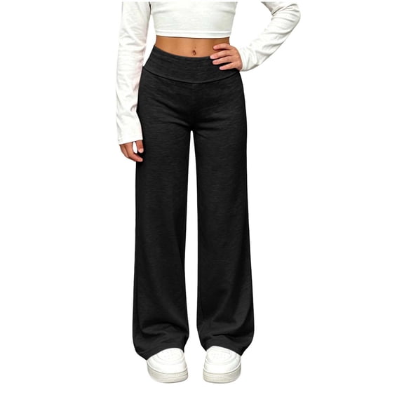 Girls Wide Leg Sweatpants 5-14Y Elastic High Waist Track Pant Solid Color Casual Trousers Sports Thin Straight Palazzo Pants Spring Fall Fashion Outfits Hiking Yoga Walking Lounge Travel Athletic