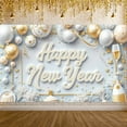 thumbnail image 6 of Gold Silver Theme Happy New Year Banner Festive Design New Year Banner Balloon Decor Star Pattern Celebration Banner for New Year Party Holiday Celebration Indoor Decoration, 6 of 9