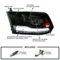 thumbnail image 3 of Spec-D Tuning Black Smoke Projector Headlights + Sequential Switchback LED Signal Strip Compatible with 2009-18 Dodge RAM 1500/2500/3500, 2019-24 Dodge RAM 1500  Left + Right Pair Headlamps Assembly, 3 of 5