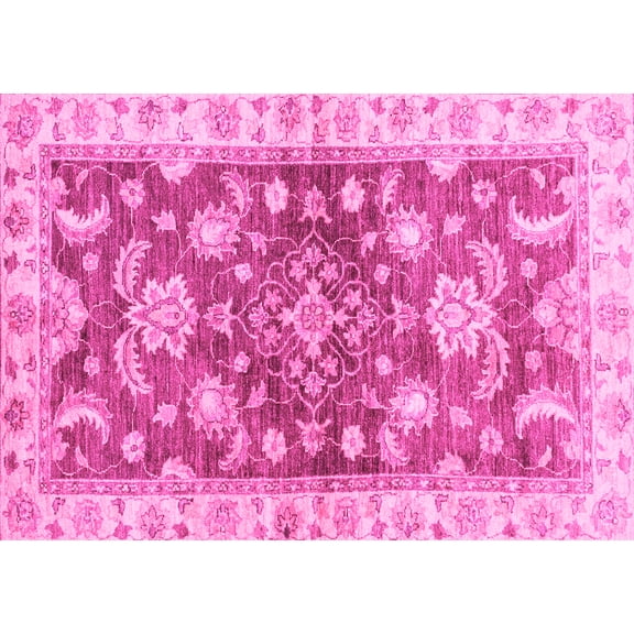 Ahgly Company Indoor Rectangle Oriental Pink Traditional Area Rugs, 5' x 7'
