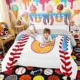 thumbnail image 3 of Erosebridal Waffle Drip Letter U Queen Comforter Set, Cute Baseball Sport Bedding Comforter Set for Girls and Boys, Gray Reversible 3-Piece, 1 Comforter and 2 Pillowcases, 3 of 6
