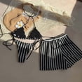 thumbnail image 4 of vigerkar Sexy Halter String Striped Triangle Boyshorts Bikini Sets Bathing Suit 3 Piece (Black, S), 4 of 4