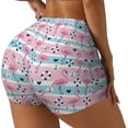 thumbnail image 2 of Fotbe Striped Flamingo Seamless Shorts, Womens Workout Shorts High Waist Stretch Booty Short for Gym/Yoga/Running/Biking-Large, 2 of 9