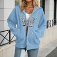 thumbnail image 2 of DHFJKG Womens Casual Zip Up Hoodies Oversized Fashion Butterfly Printed Comfort Long Sleeve Sweatshirts Plus Size Graphic Sweatshirt For Women, 2 of 4