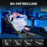 GTPLAYER Gaming Chair with Footrest PU Leather Office Chair with Adjustable Headrest, White