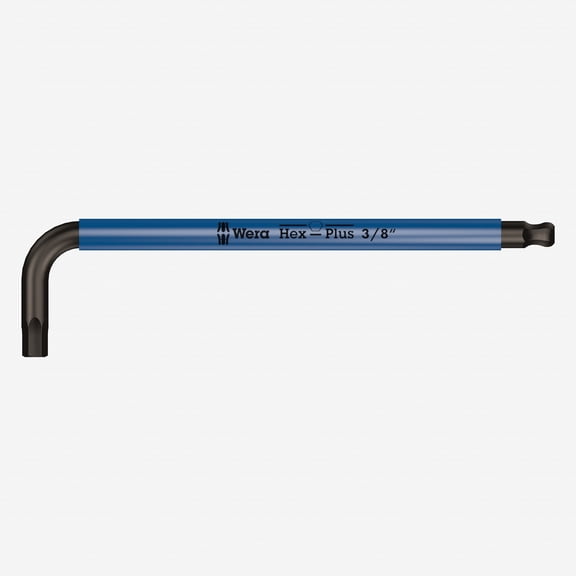 Wera Plain L Key Hex Key, 3/8 in Tip Size, 8 in Long, 9 in Short 05022638001