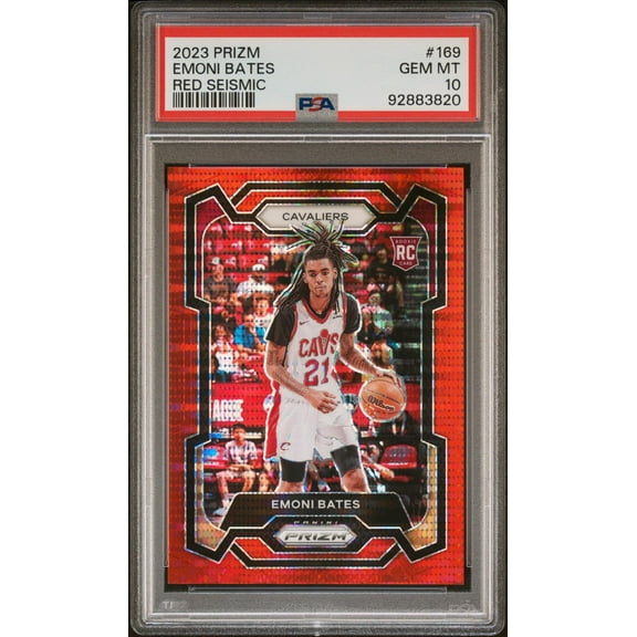 2023 Panini Prizm #169 Emoni Bates Red Seismic /299 PSA 10